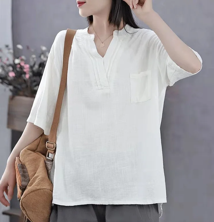 Casual Cotton Notched Shirt