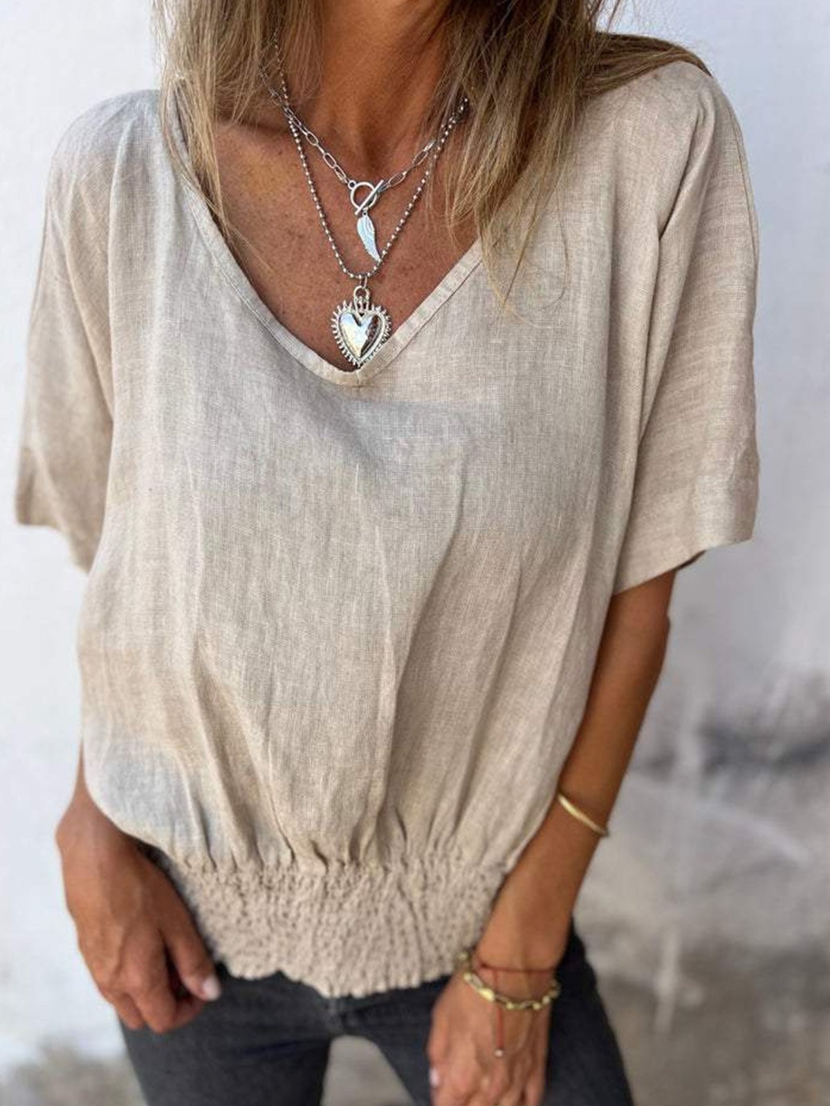 V Neck Casual Blouse