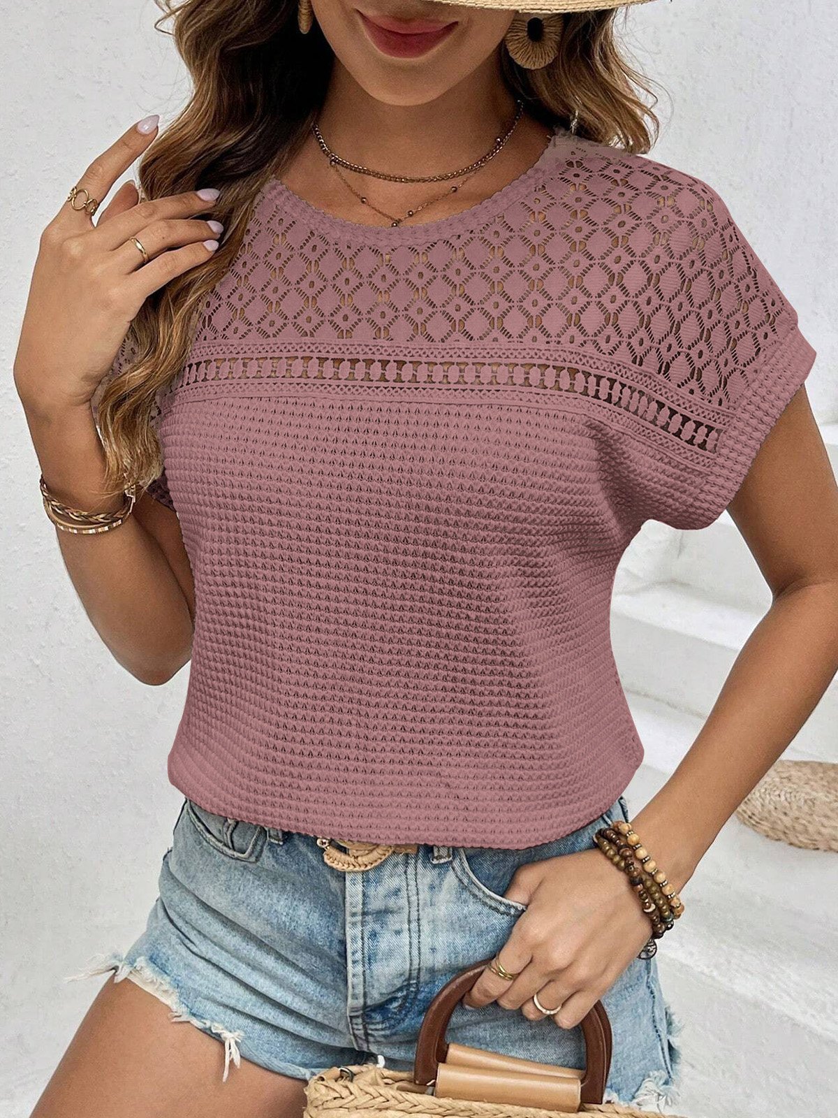 Crew Neck Casual Blouse