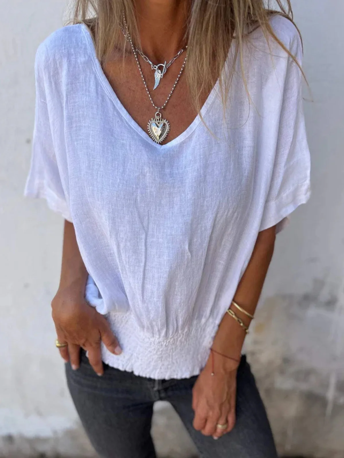 V Neck Casual Blouse