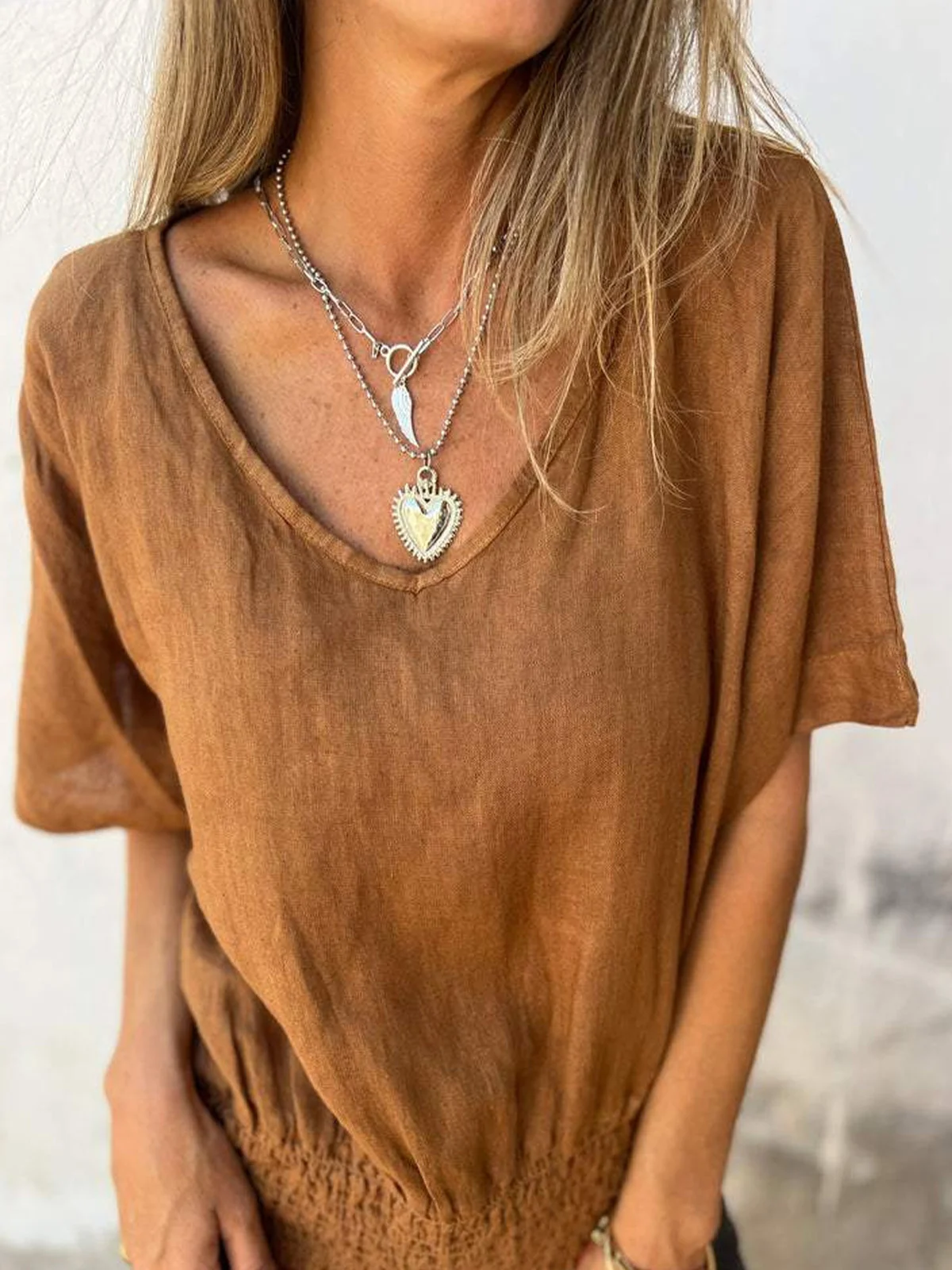 V Neck Casual Blouse