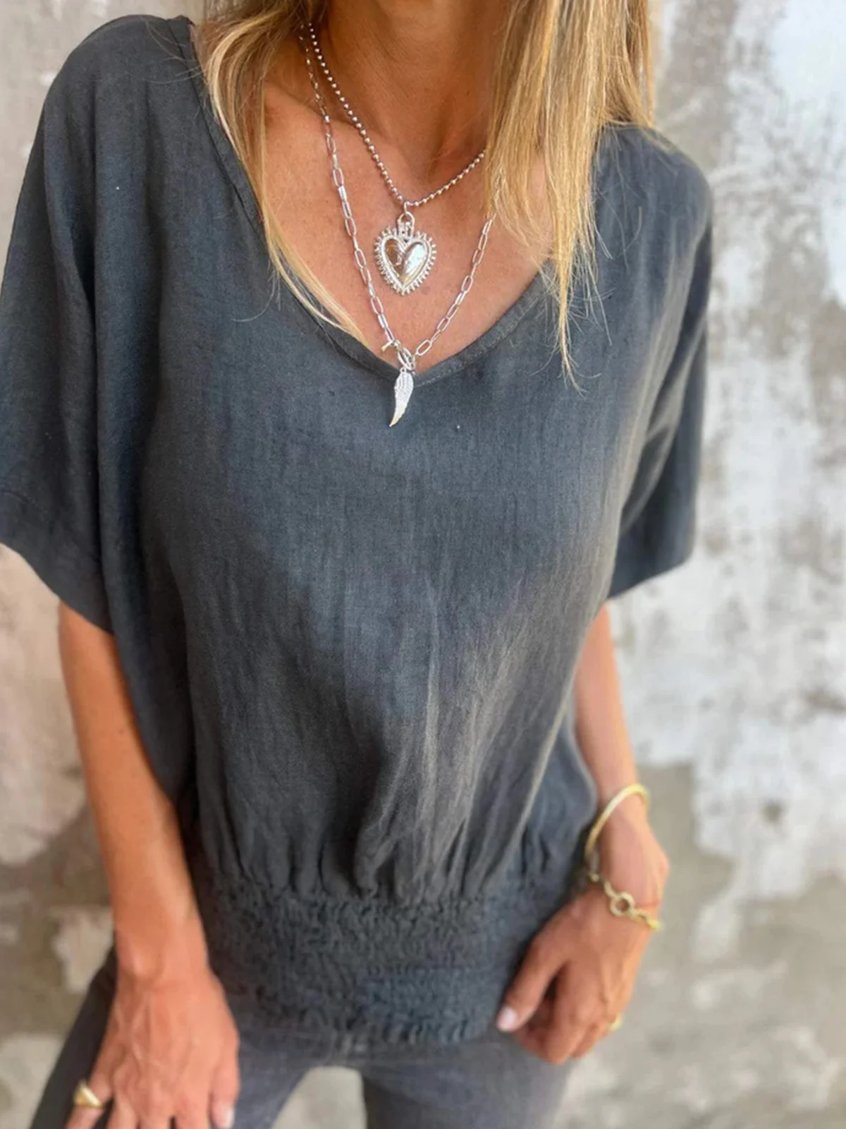 V Neck Casual Blouse