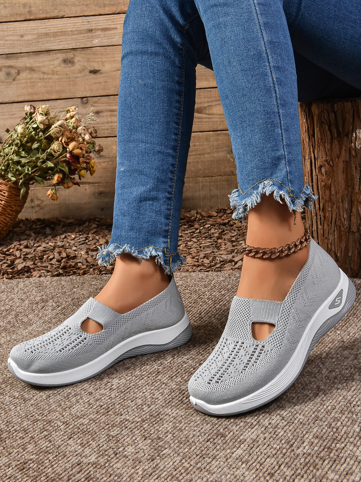 Mesh Fabric Casual Plain Shallow Shoes