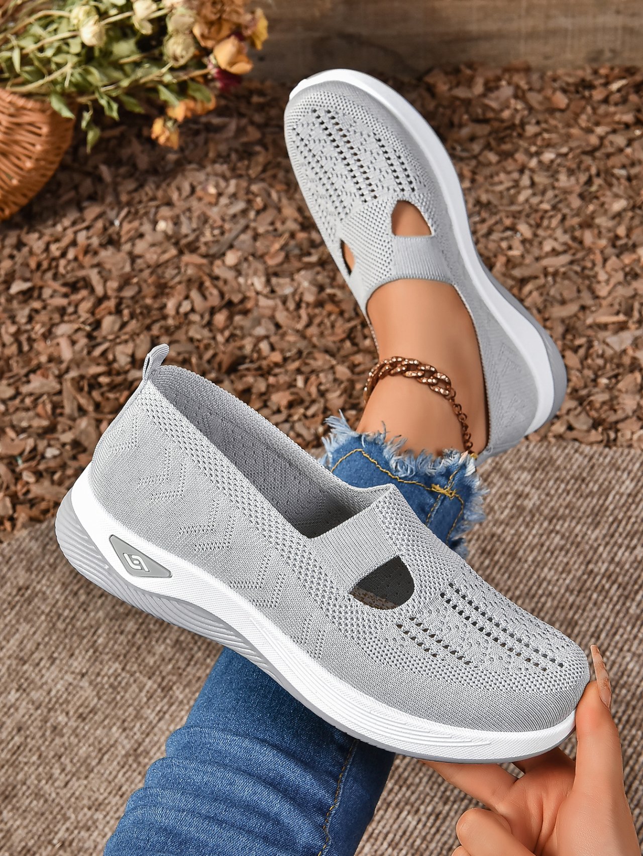 Mesh Fabric Casual Plain Shallow Shoes