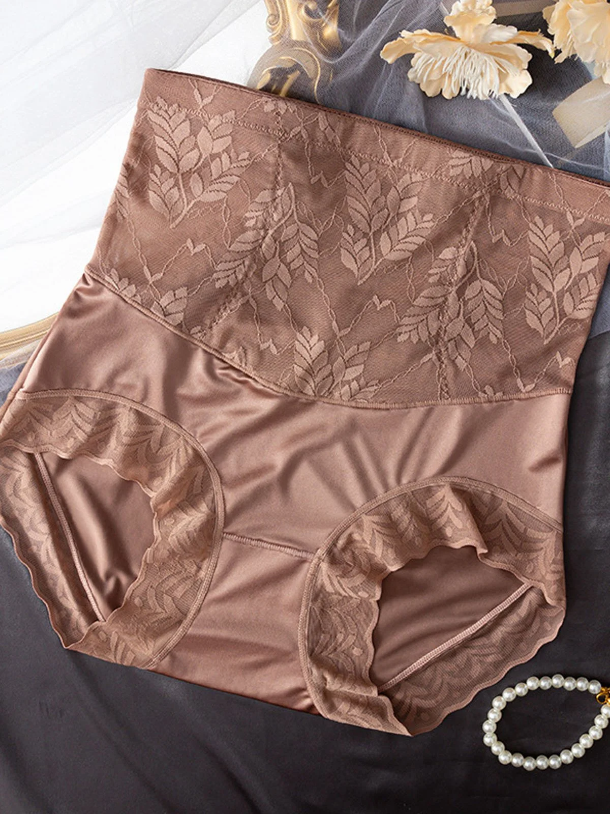 Satin Seamless High Waisted lace Underwear