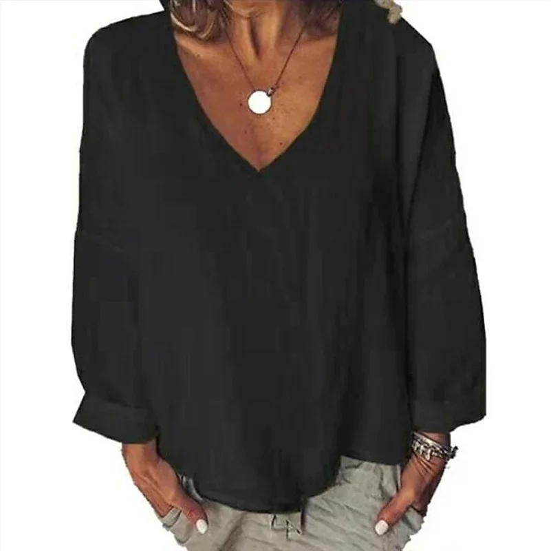 Plain Casual Loose Blouse