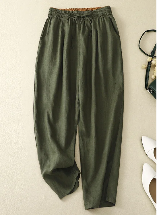 Casual Plain Cotton Loose Pants