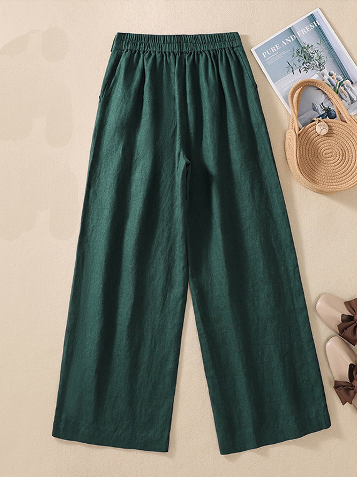 Casual Plain Loose Cotton Pants