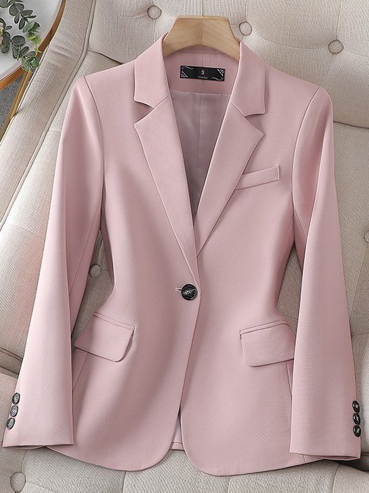 Casual Loose Plain Buckle Blazer