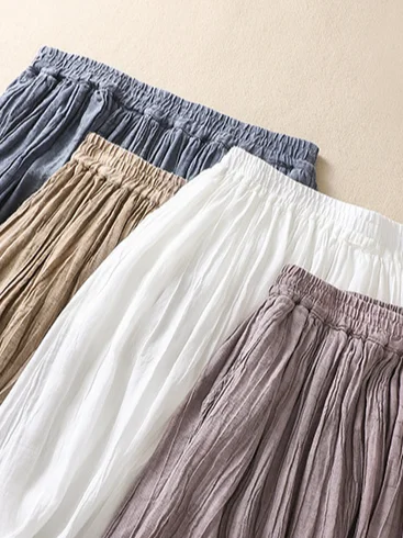 Casual Plain Loose Cotton Skirt