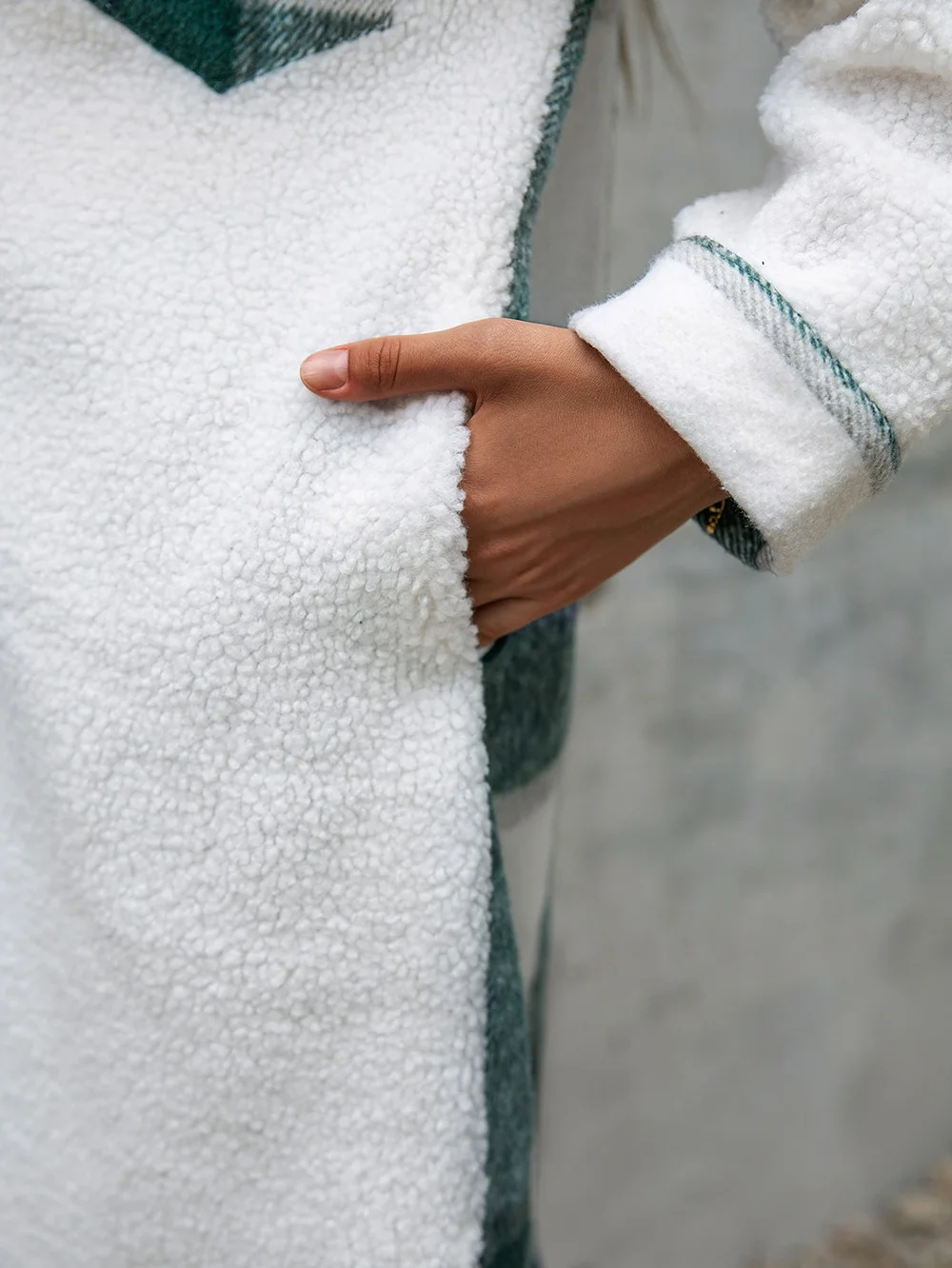 Plaid Casual Fluff/Granular Fleece Fabric Jacket