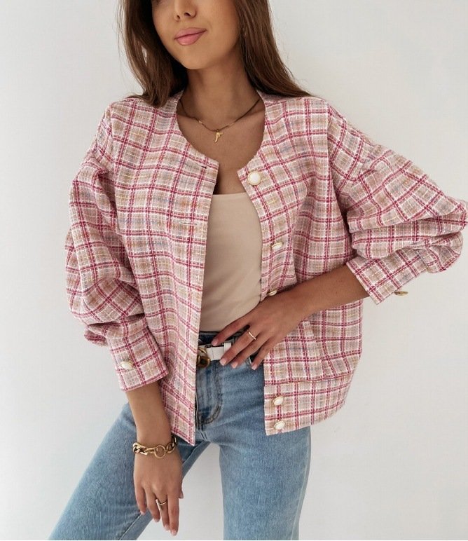 Plaid Others Zipper Casual Jacket