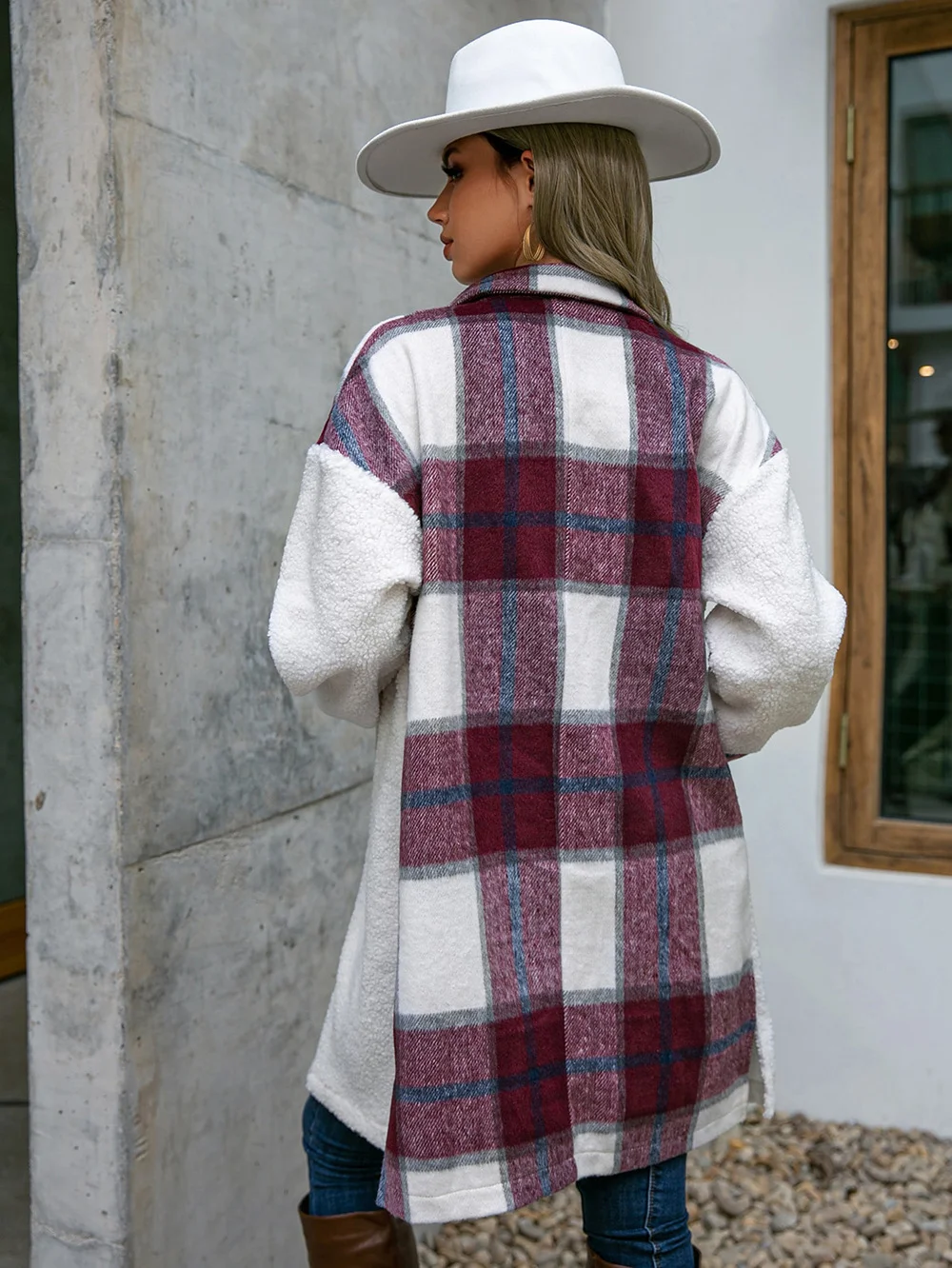 Plaid Casual Fluff/Granular Fleece Fabric Jacket