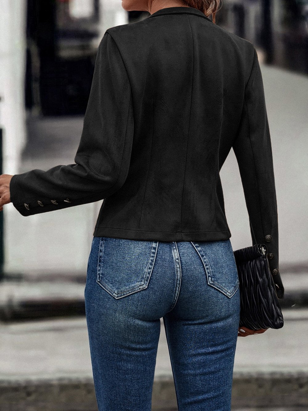 Plain Casual Buttoned Jacket