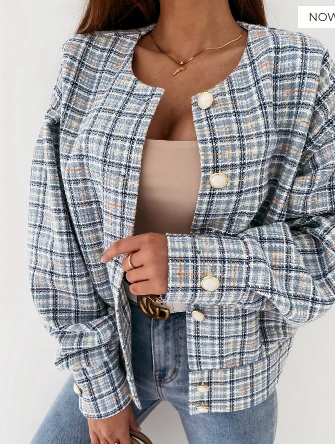 Plaid Others Zipper Casual Jacket