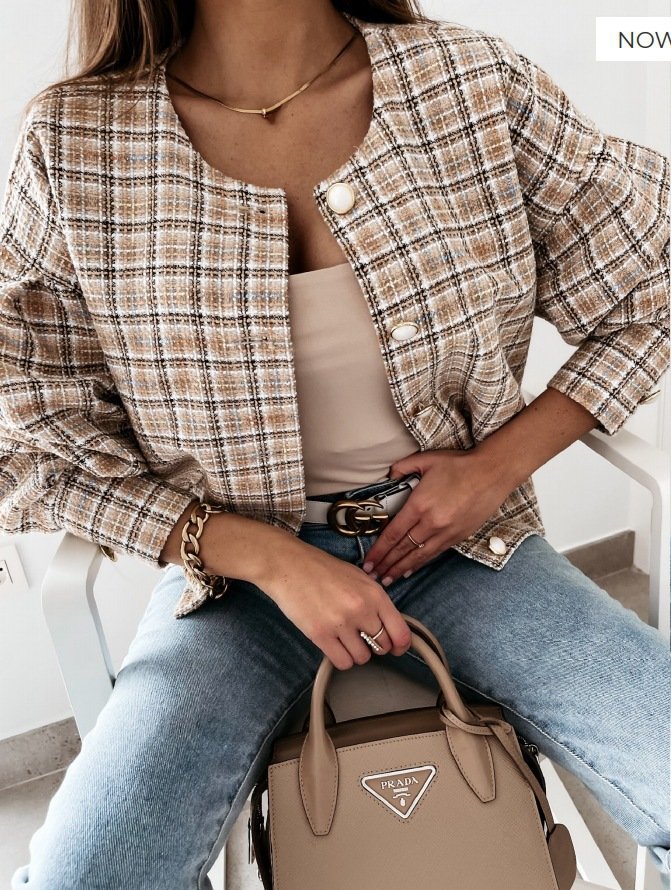Plaid Others Zipper Casual Jacket