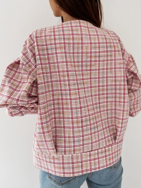 Plaid Others Zipper Casual Jacket