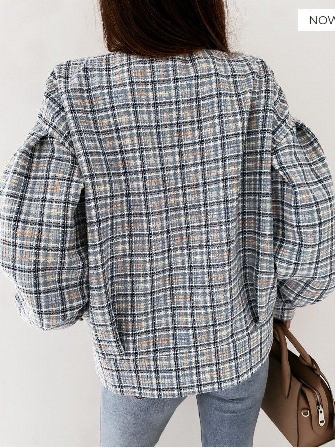 Plaid Others Zipper Casual Jacket