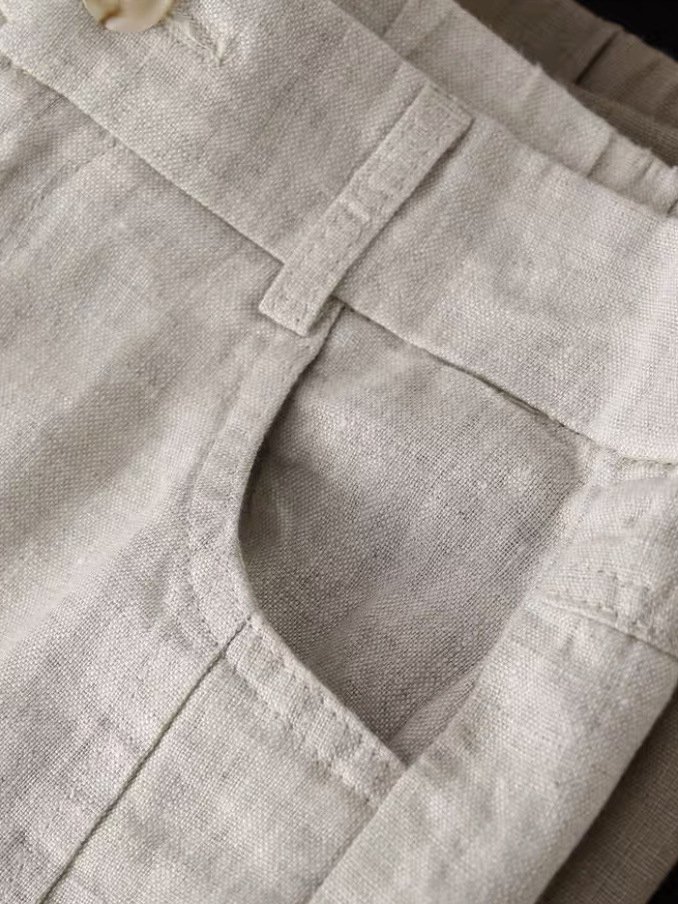 Casual Cotton And Linen Pocket Stitching Pants