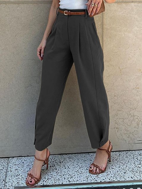 Urban Loose High Waist Belt Foot Suit Pants