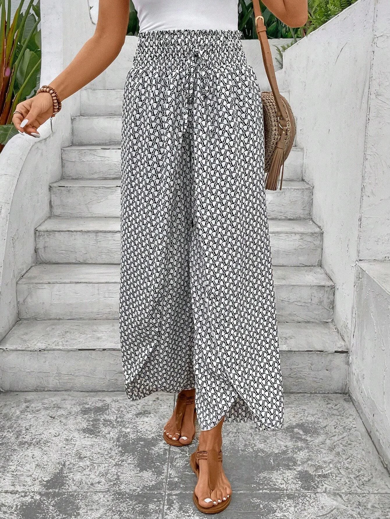 Geometric Loose Casual Pants