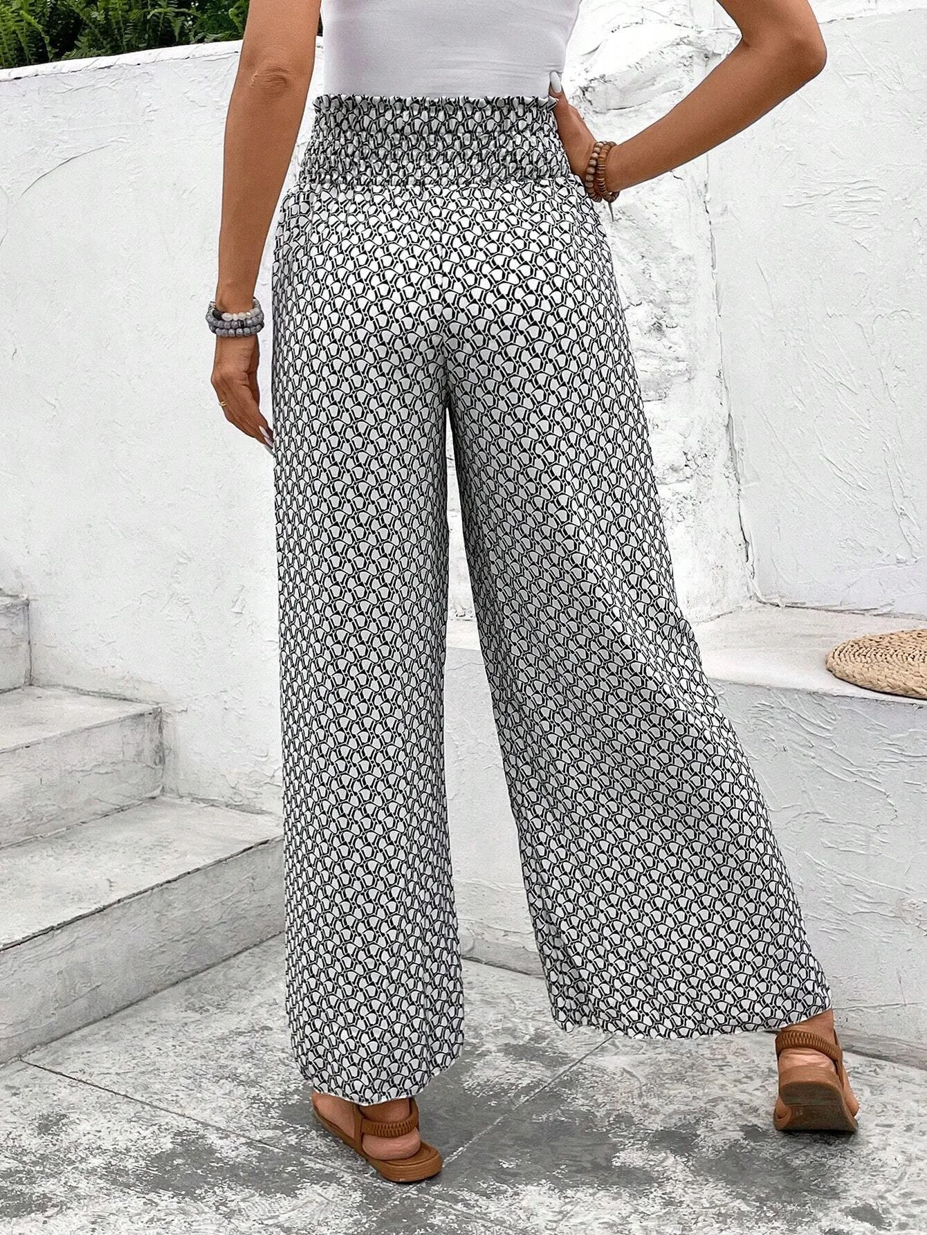 Geometric Loose Casual Pants