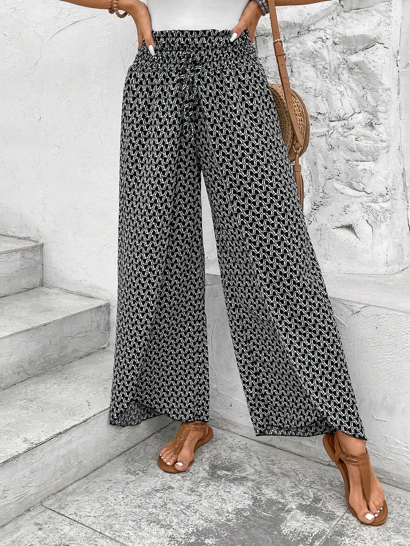 Geometric Loose Casual Pants