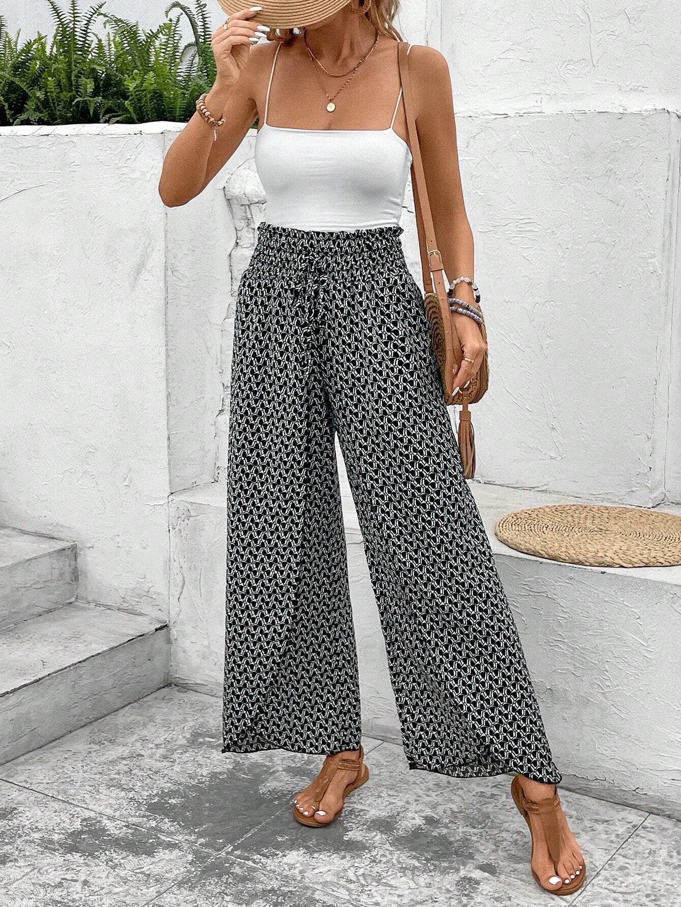 Geometric Loose Casual Pants