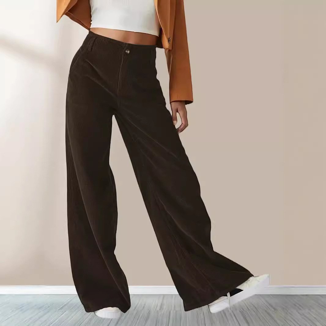 Women's  H-Line Straight Pants Daily Going Out Pants Black Casual Buckle Plain Spring/Fall Pants