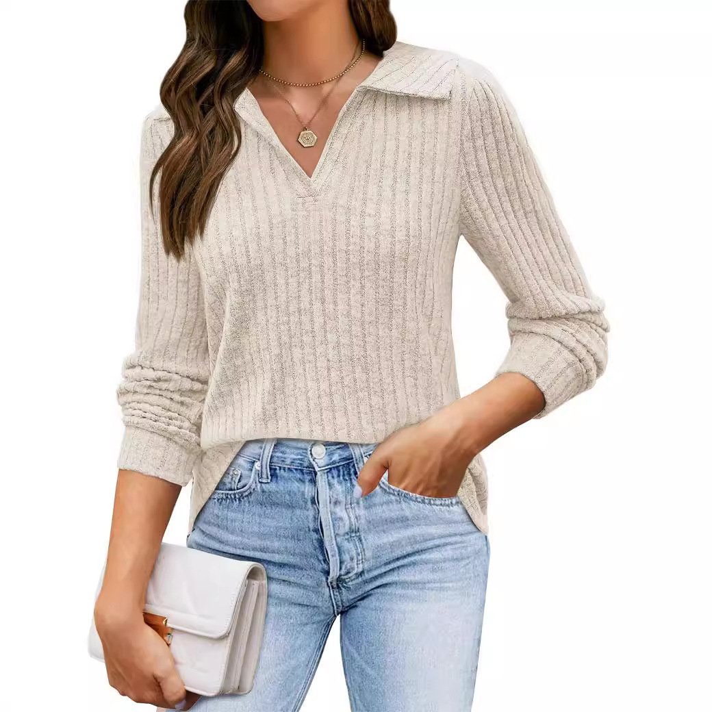 Women's Long Sleeve Blouse Spring/Fall Blue Plain Shirt Collar Daily Going Out Casual Top