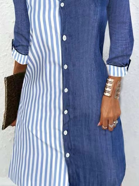 Striped Regular Fit Casual Dress With No