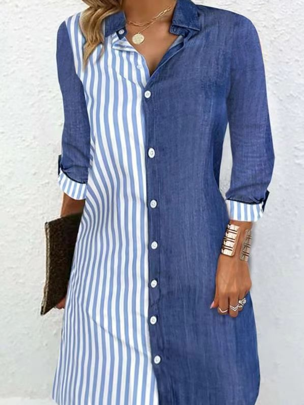 Striped Regular Fit Casual Dress With No