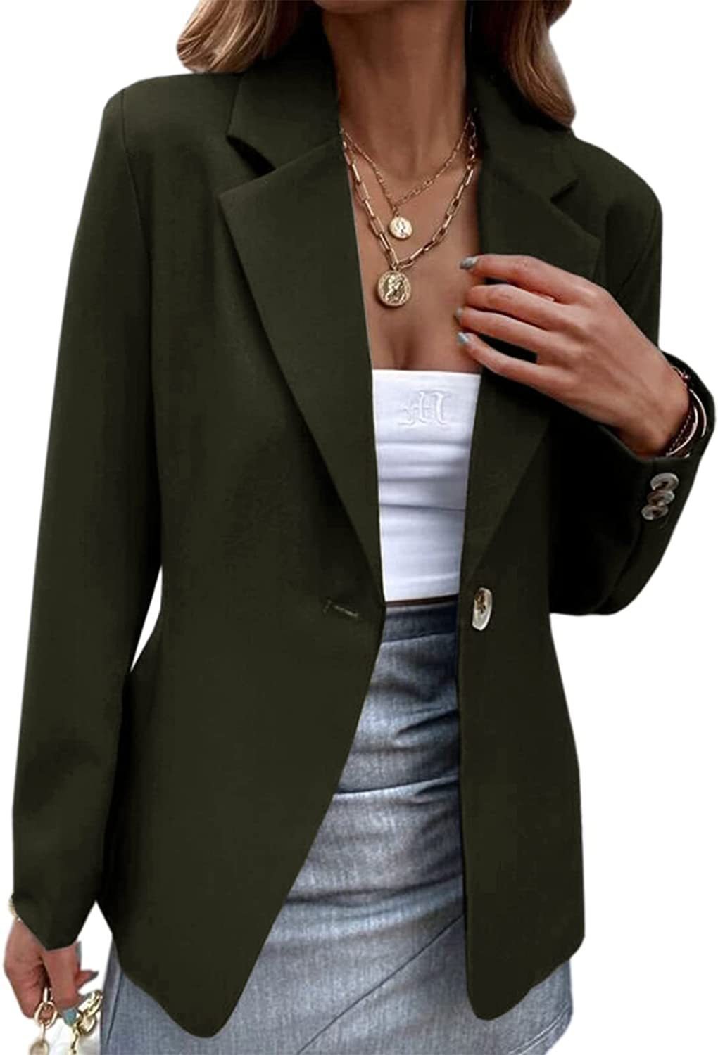 Loose Casual Lapel Collar Plain Blazer