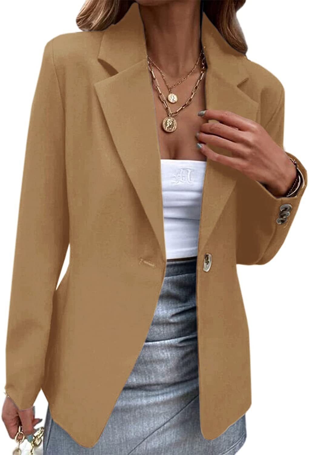 Loose Casual Lapel Collar Plain Blazer