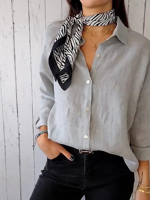 Women's Plain Shirt Collar Daily Going Out Casual Top