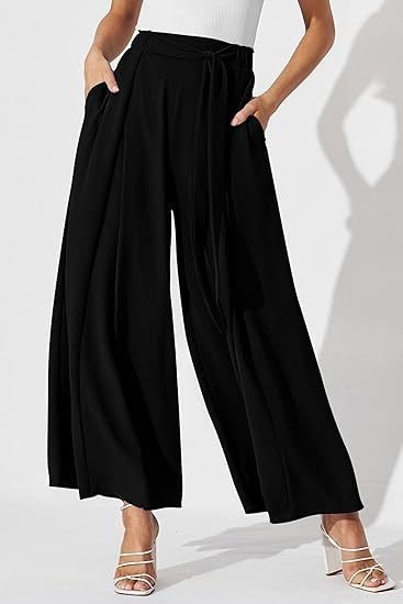 Women's  H-Line Straight Pants Daily Going Out Pants Black Casual Knot Front Plain Spring/Fall Pants