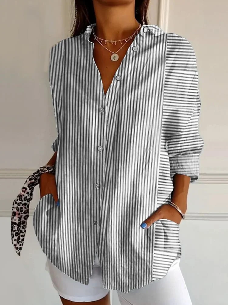 Casual Loose Shawl Collar Cotton Shirt