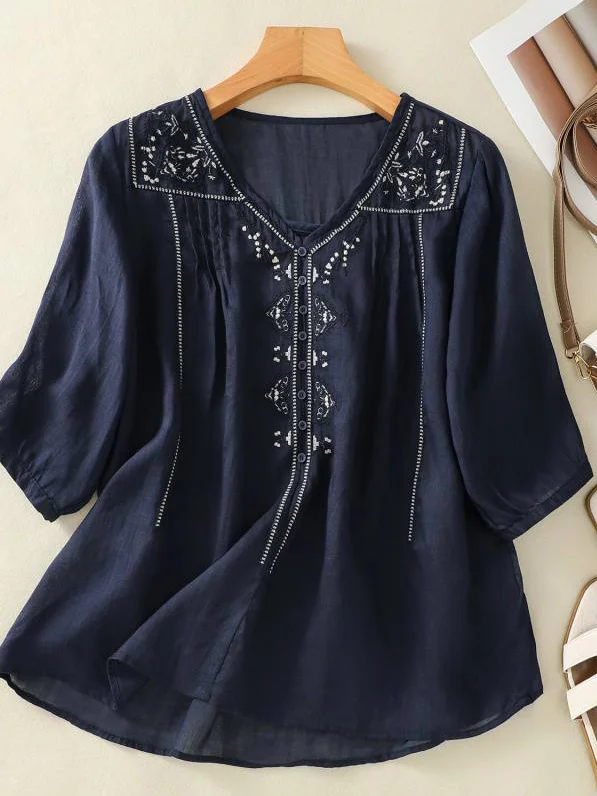 Casual Embroidery Patterns Shirt