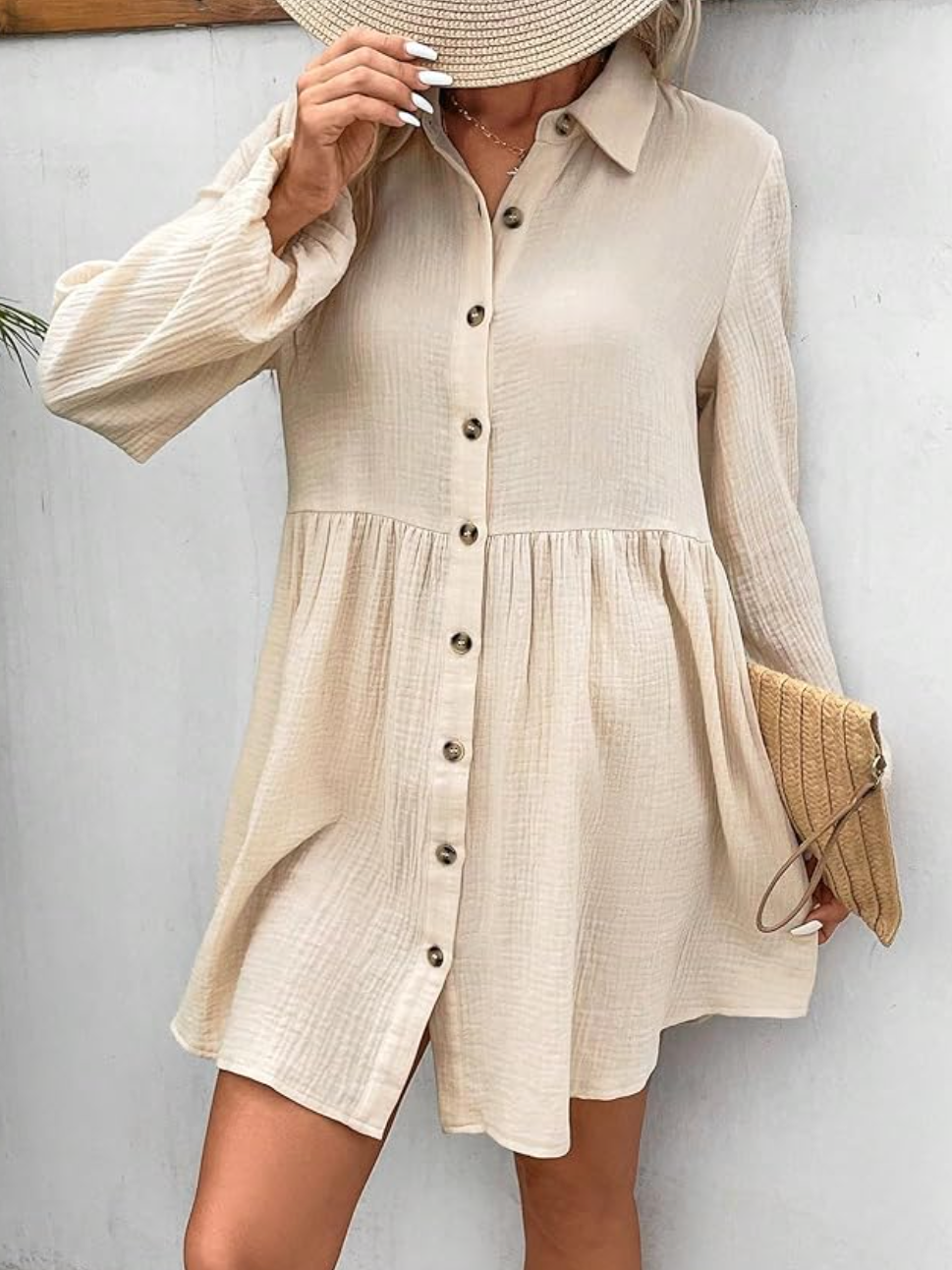 Casual Buttoned Dress With No