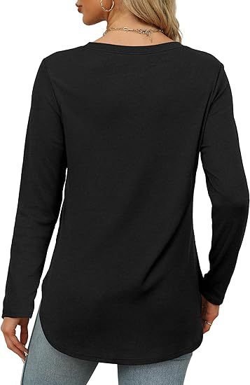 Women Plain Crew Neck Casual Long Sleeve T-shirt