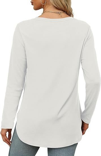 Women Plain Crew Neck Casual Long Sleeve T-shirt