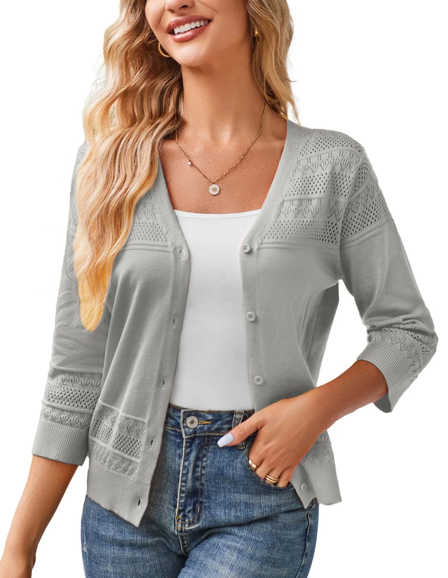 Casual Wool/Knitting Plain Cardigan