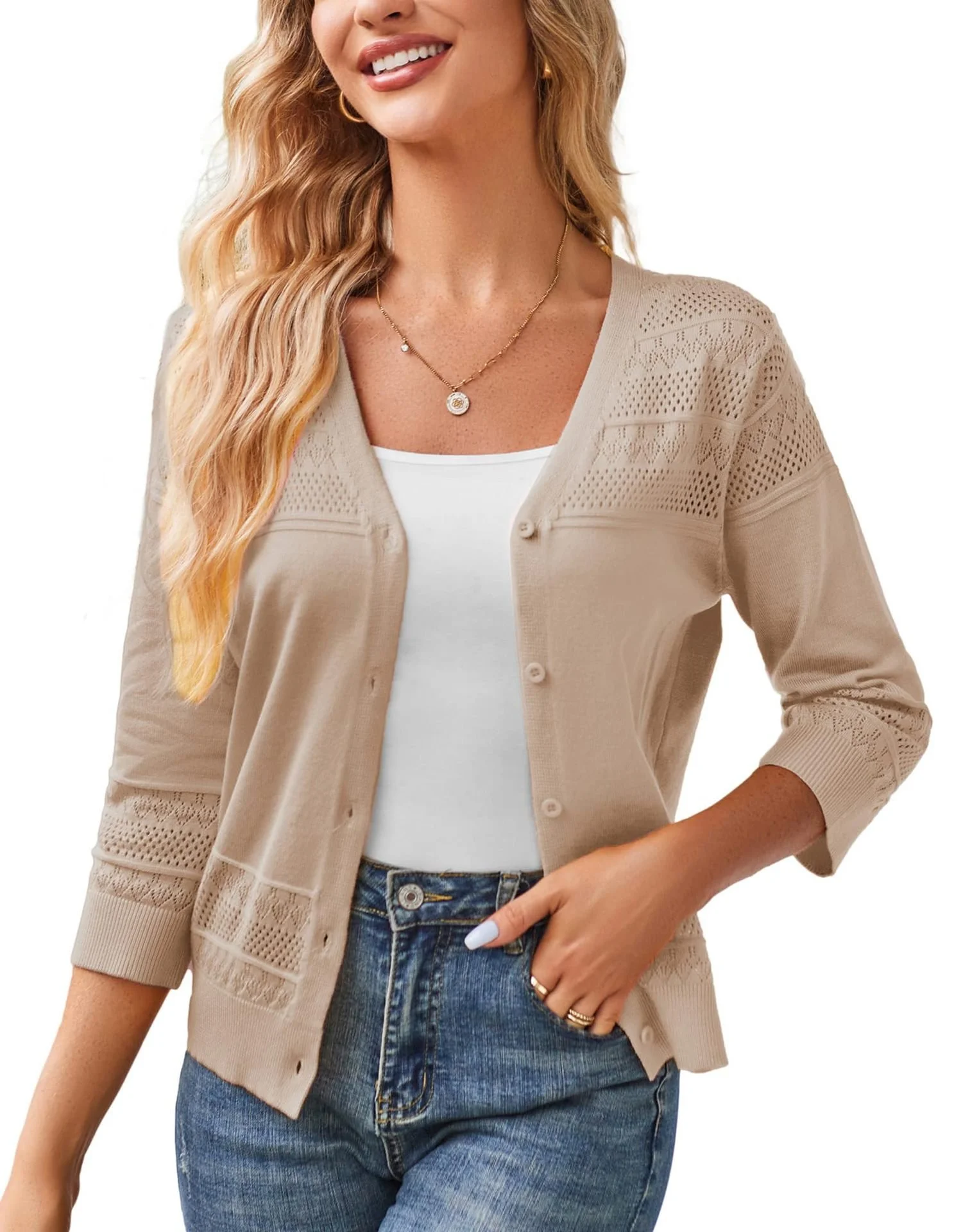 Casual Wool/Knitting Plain Cardigan