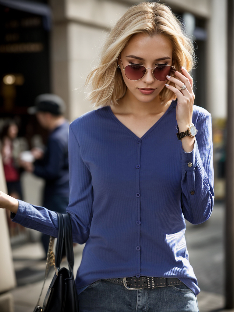 Women Plain V Neck Casual Long Sleeve T-shirt