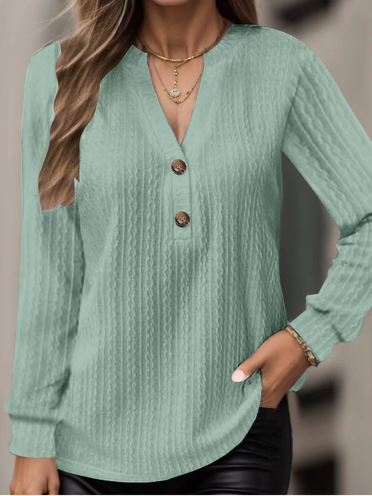 Casual Jersey Plain Blouse