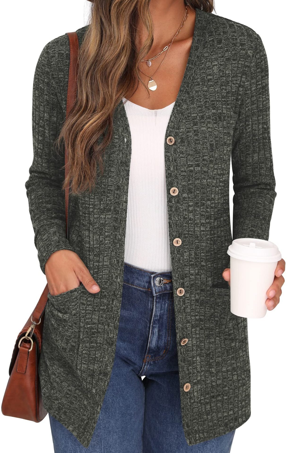 Spring/Fall Casual Long Sleeve Plain Cardigan