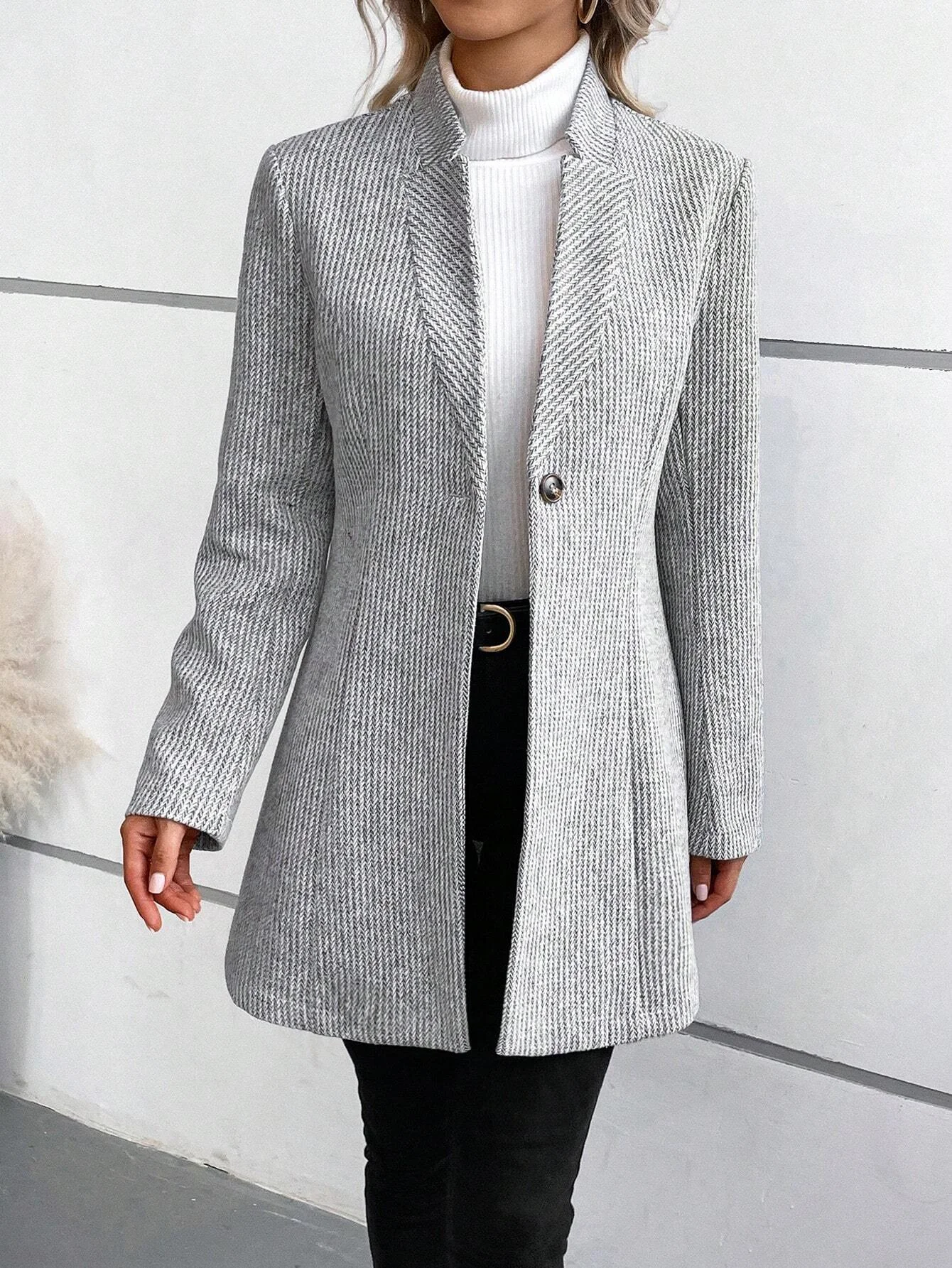 Casual Plain Loose Lapel Collar Jacket