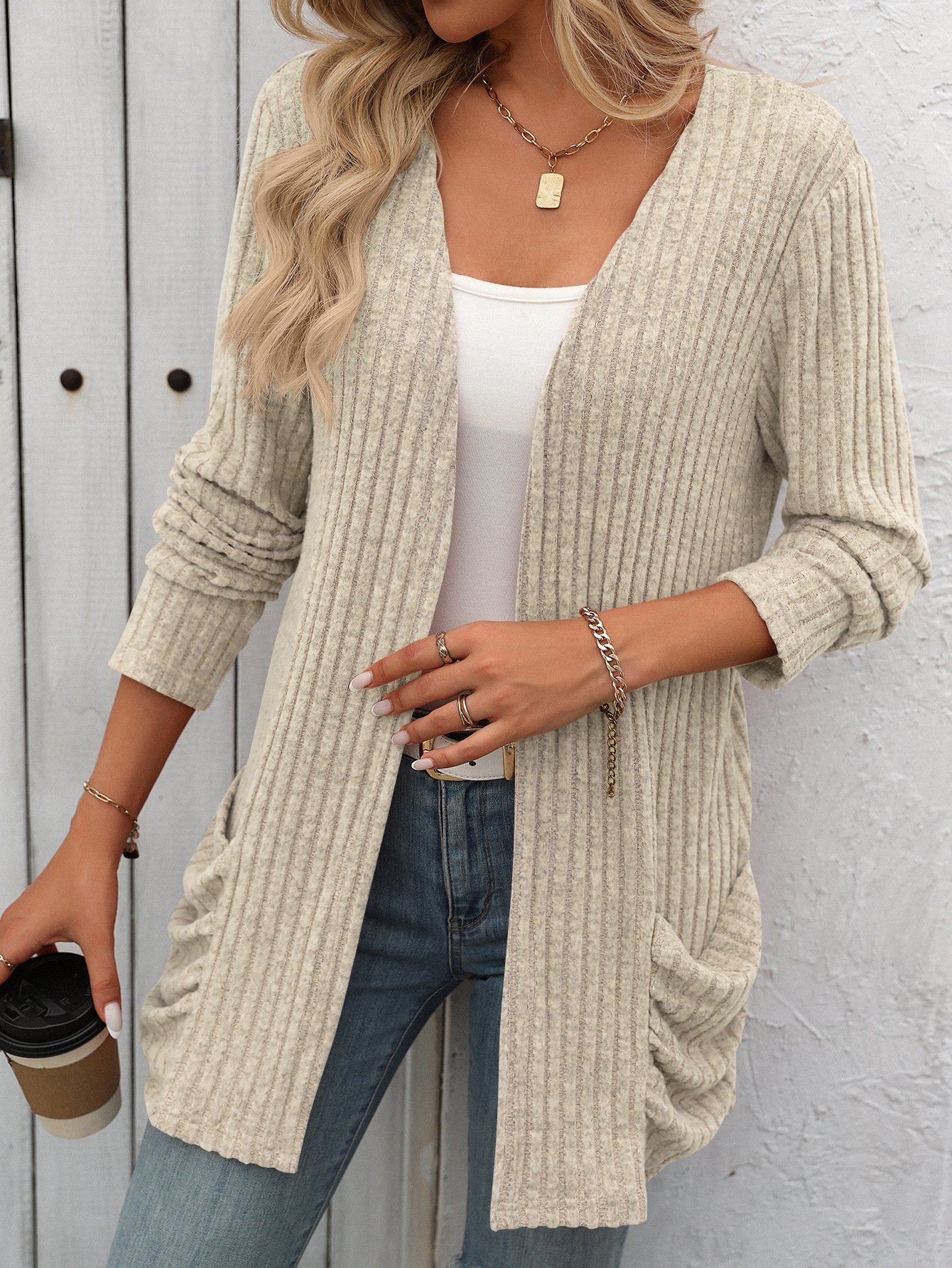 Spring/Fall Wrap Loose Casual Plain Kimono