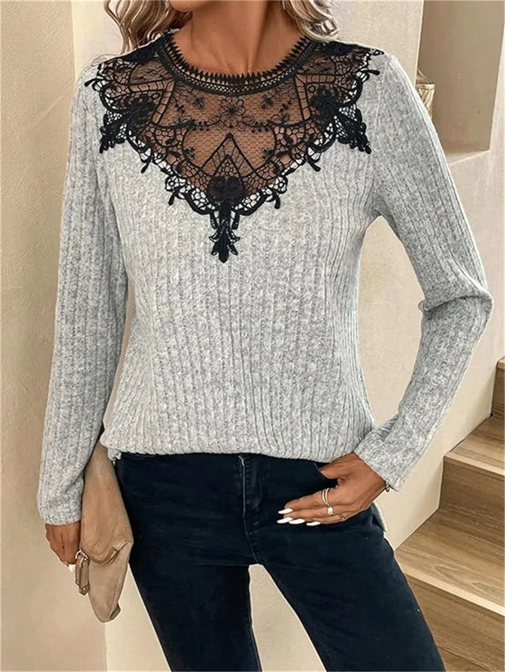 Casual Crew Neck Blouse