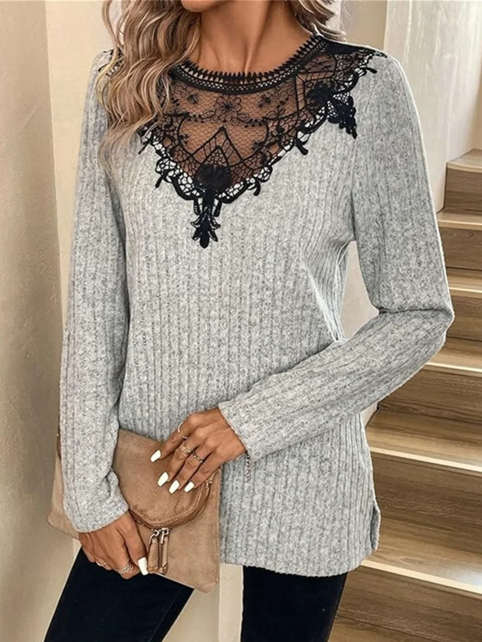 Casual Crew Neck Blouse